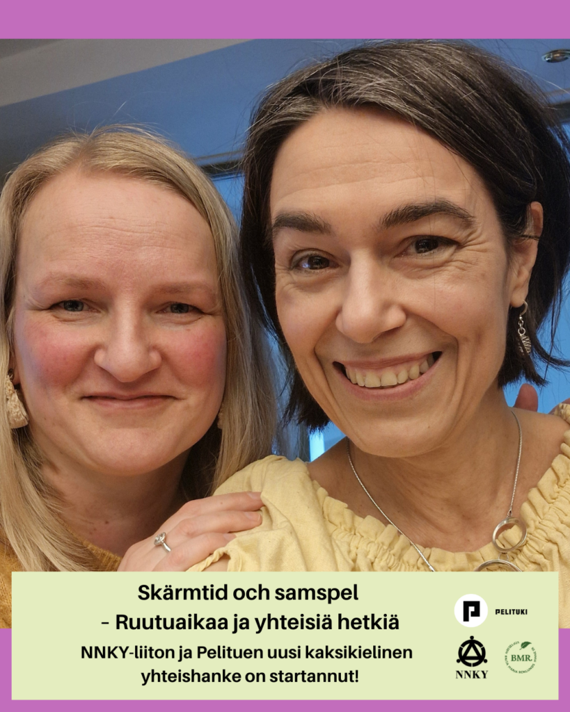 Kuvassa Ruutuaikaa ilman riitoja -hankkeen hanketyöntekijät Anna ja Annukka